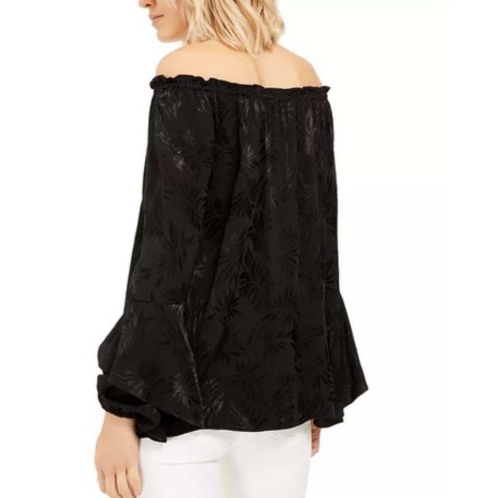 NWT MICHAEL Michael Kors Women’s Embroidered Off-The-Shoulder Peasant Top Black - Picture 2 of 11